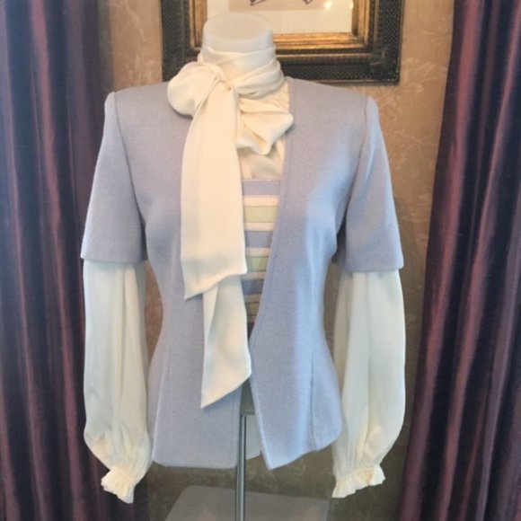 ST. JOHN COLLECTION knit jacket, blue, size 8 - Picture 9 of 12